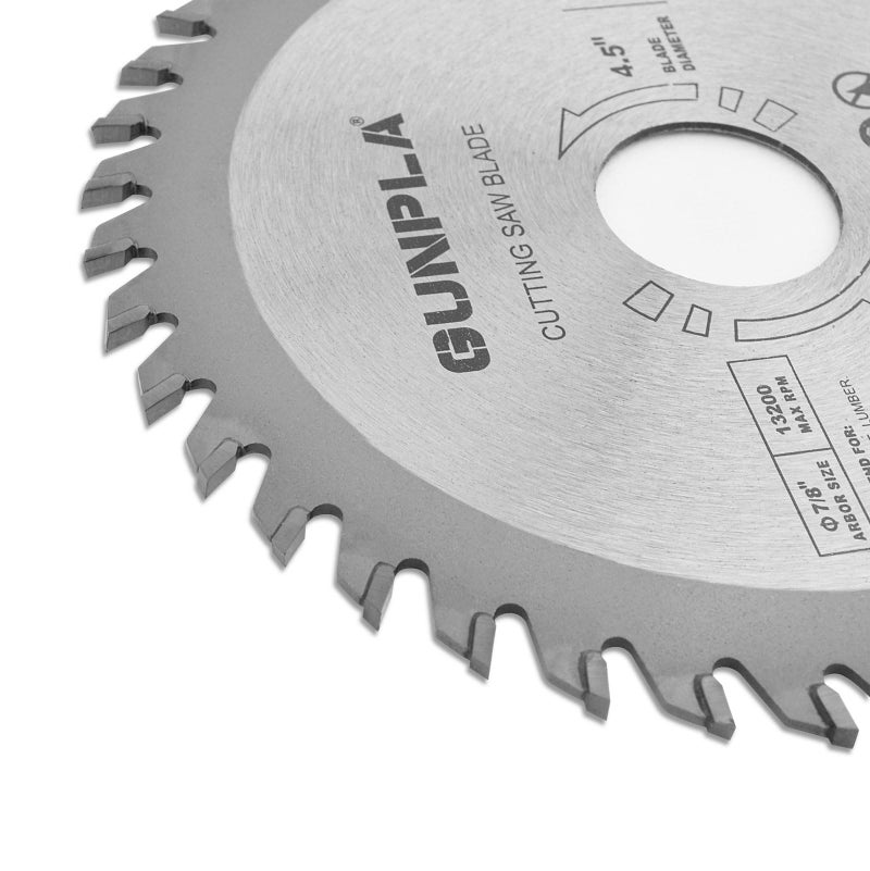 Gunpla 4-1/2-inch 40 Tooth Alloy Steel TCT General Purpose Hard & Soft Wood Cutting Saw Blade with 7/8-inch Arbor(Reduce Ring 5/8 inch) - Image 5